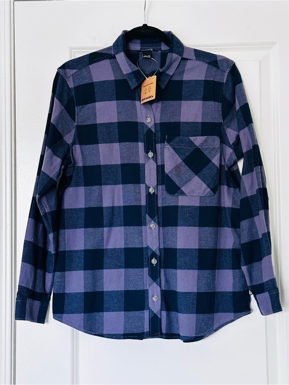 Eddie Bauer Navy & Purple Plaid Button-Down Shirt